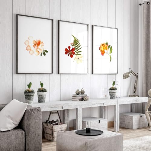 Blumen 3er Set Großer Wandkunstdruck Wandbilder Riesige Wandbehänge Floral Wandkunst Shabby Chic Wanddekor ungerahmt A2 42 x 59 cm von About Wall Art