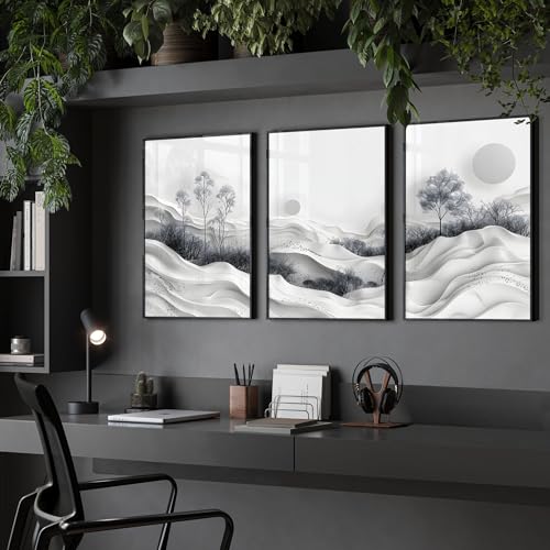 Büro Wandkunstdrucke 3er Set Wandbehänge Asiatische Galerie Wand Japanische Wandbilder Poster Wanddekoration Home Office Arbeitsplatz Schreibtisch Dekor ungerahmt A3 11.69 x 16.54in / 29.7 x 42cm von About Wall Art