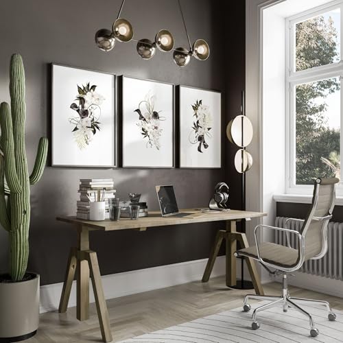 Büro Wandkunstdrucke 3er Set Wandbehang Galerie Wand Shabby Chic Wandbilder Poster Wanddekoration Home Office Arbeitsplatz Schreibtisch Dekor Weißer Rahmen A3 11.69 x 16.54in / 29.7 x 42cm von About Wall Art