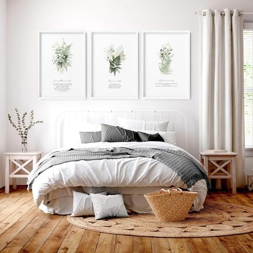 Christliches Kunstgeschenk, Set mit 3 großen Wandkunstdrucken für Schlafzimmer-Dekor, Wandbilder, religiöse Wandbehänge für über dem Bett, schwarzer Rahmen, A2, 42 x 59 cm Christliches Kunstgeschenk, Set mit 3 großen Wandkunstdrucken für Schlafzimmer-Dekor, Wandbilder, religiöse Wandbehänge für über dem Bett, schwarzer Rahmen, A2, 42 x 59 cm von About Wall Art