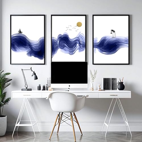 Coastal 3er Set Großer Wandkunstdruck Blaue Welle Wandbilder Nautisch Wandbehang Home Office Dekor Leinwand 16 x 22 Zoll Coastal 3er Set Großer Wandkunstdruck Blaue Welle Wandbilder Nautisch Wandbehang Home Office Dekor Leinwand 16 x 22 Zoll von About Wall Art