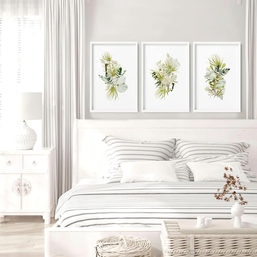 Farmhouse Decor Set mit 3 großen Wandkunst für Hauptschlafzimmer, florale Wandbilder, Wandbehänge über dem Bett, weißer Rahmen, A2, 42 x 59 cm Farmhouse Decor Set mit 3 großen Wandkunst für Hauptschlafzimmer, florale Wandbilder, Wandbehänge über dem Bett, weißer Rahmen, A2, 42 x 59 cm von About Wall Art
