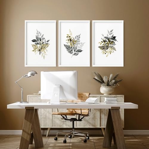 Greenery 3er Set Große Wandkunstdrucke Bauernhaus Wandbilder Riesige Blumen Wandbehang Botanische Wandkunst Leinwand 16 x 22 Zoll / 40,65 cm x 56 cm von About Wall Art