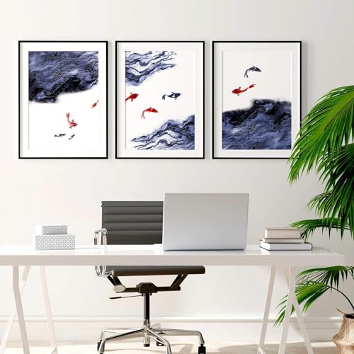 Koi Fische 3er Set Große Japanische Wandkunst Druck Druck Asiatische Wandbilder Riesige Wandbehang Japandi Wanddekor Leinwand 16 x 22 Zoll Koi Fische 3er Set Große Japanische Wandkunst Druck Druck Asiatische Wandbilder Riesige Wandbehang Japandi Wanddekor Leinwand 16 x 22 Zoll von About Wall Art