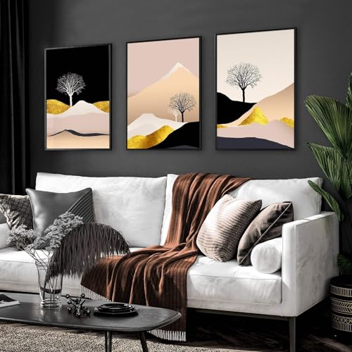 Nordic Modern Artwork 3er Set Große Wandkunstdrucke Wandbilder Riesige Wandbehänge Wohnzimmer Weißer Rahmen A2 42x59cm von About Wall Art