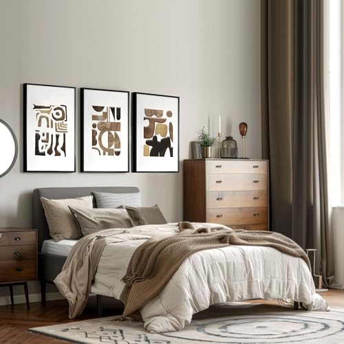 Schlafzimmer Wandkunstdrucke 3er Set Wandbilder Galerie Wand Abstrakte Wandbehänge Dekor Poster über Bett Heimdekoration Schwarzer Rahmen 50x76cm von About Wall Art