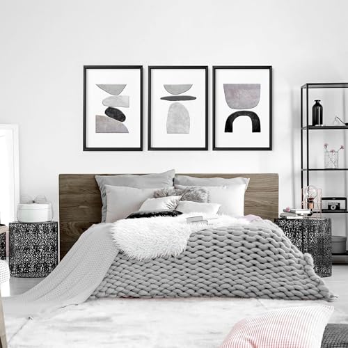 Schlafzimmer Wandkunstdrucke 3er Set Wandbilder Galeriewand Abstrakt Wandbehänge Poster über Bett Heimdekoration Wanddekoration Eichenrahmen A4 8x12 Zoll / 21x30cm von About Wall Art