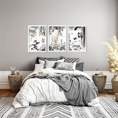 Schlafzimmer Wandkunstdrucke 3er Set Wandbilder Galeriewand Chinoiserie Wandbehänge Poster über dem Bett Heimdekoration Wanddekoration Schwarzer Rahmen A3 11.69x16.54in / 29.7x42cm Schlafzimmer Wandkunstdrucke 3er Set Wandbilder Galeriewand Chinoiserie Wandbehänge Poster über dem Bett Heimdekoration Wanddekoration Schwarzer Rahmen A3 11.69x16.54in / 29.7x42cm von About Wall Art