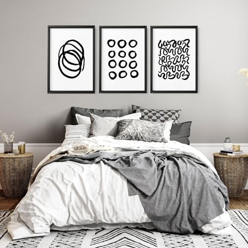 Schlafzimmer Wandkunstdrucke 3er Set Wandbilder Galeriewand Minimalistisch Wandbehänge Poster über dem Bett Heimdekoration Wanddekoration Weißer Rahmen A2 42x59cm Schlafzimmer Wandkunstdrucke 3er Set Wandbilder Galeriewand Minimalistisch Wandbehänge Poster über dem Bett Heimdekoration Wanddekoration Weißer Rahmen A2 42x59cm von About Wall Art