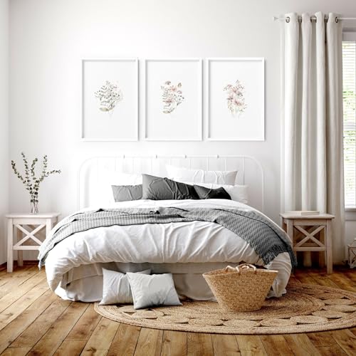 Schlafzimmer Wandkunstdrucke 3er Set Wandbilder Pastell Kunst Shabby Chic Wandbehänge Poster über dem Bett Heimdekoration Wanddekoration Schwarzer Rahmen A3 11,69 x 16,54 in / 29,7 x 42 cm von About Wall Art