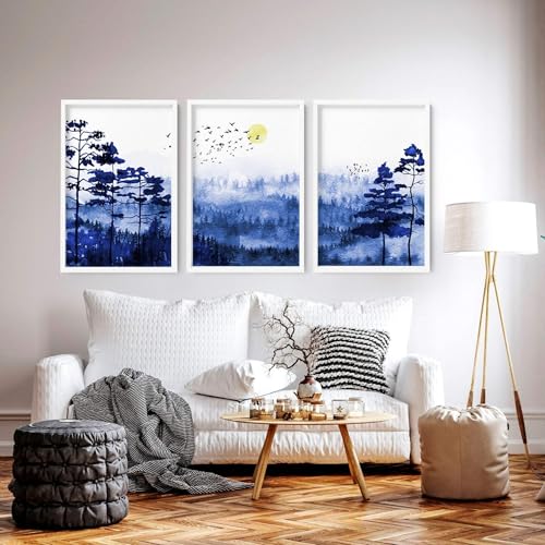 Skandinavisches 3er Set Große Wandkunstdrucke Wandbilder Riesige Wandbehänge Wohnzimmer Ungerahmt 50x76cm von About Wall Art