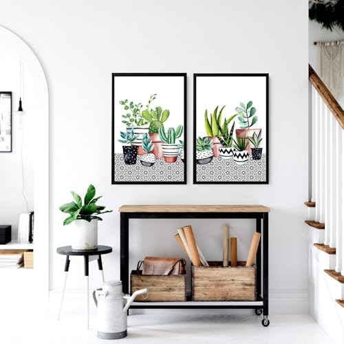 Sukkulenten 2er Set Große Wandkunstdrucke Wandbilder Riesige Wandbehänge Botanische Wandkunst Poster Weißer Rahmen A2 42 x 59 cm von About Wall Art