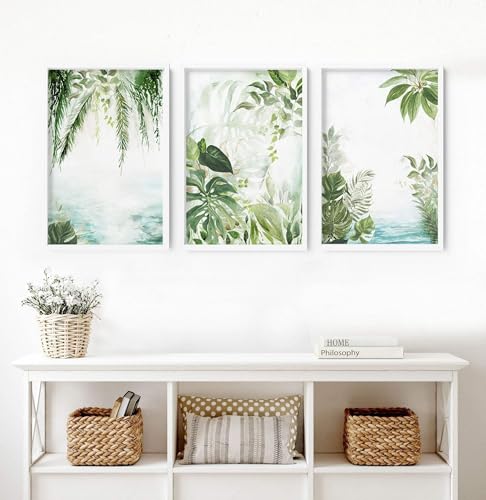 Tropical Greenery 3er Set Großer Wandkunstdruck Kunstdruck Strandhaus Wandbilder Riesige Botanische Wandbehänge Eichenrahmen A2 42x59cm Tropical Greenery 3er Set Großer Wandkunstdruck Kunstdruck Strandhaus Wandbilder Riesige Botanische Wandbehänge Eichenrahmen A2 42x59cm von About Wall Art