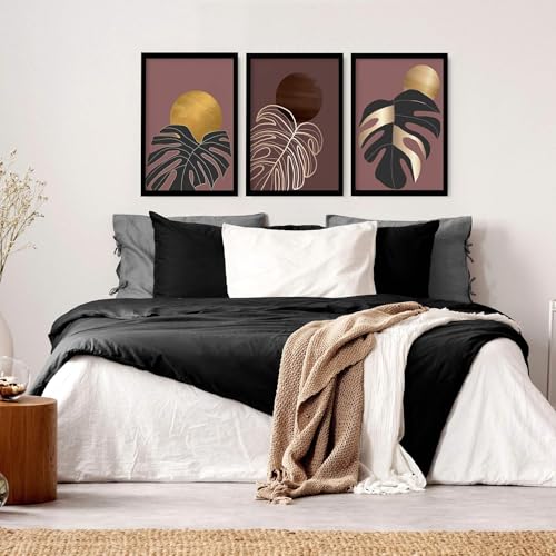 Wandkunst für Schlafzimmer Dekor, Erdton Wandbilder, Set mit 3 Böhmen, große Wandbehänge für über dem Bett, Dekor, schwarzer Rahmen, 50 x 76 cm Wandkunst für Schlafzimmer Dekor, Erdton Wandbilder, Set mit 3 Böhmen, große Wandbehänge für über dem Bett, Dekor, schwarzer Rahmen, 50 x 76 cm von About Wall Art