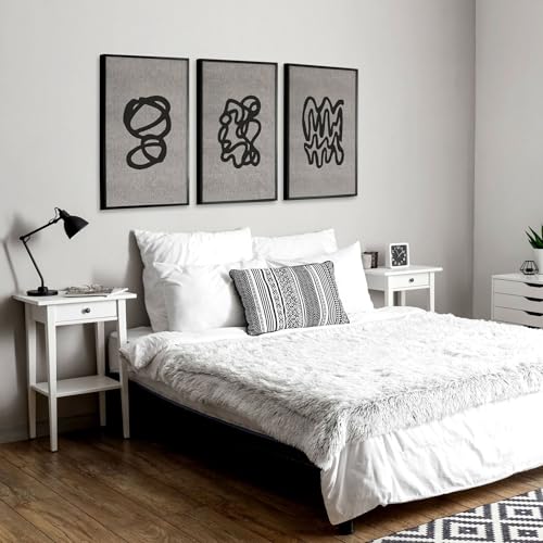 Wandkunstdrucke für Schlafzimmer, 3er Set, neutrale Wandkunst, minimalistisch, Wandbehang, Poster, über dem Bett, Heimdekoration, Wanddekoration, weißer Rahmen, 50 x 76 cm Wandkunstdrucke für Schlafzimmer, 3er Set, neutrale Wandkunst, minimalistisch, Wandbehang, Poster, über dem Bett, Heimdekoration, Wanddekoration, weißer Rahmen, 50 x 76 cm von About Wall Art