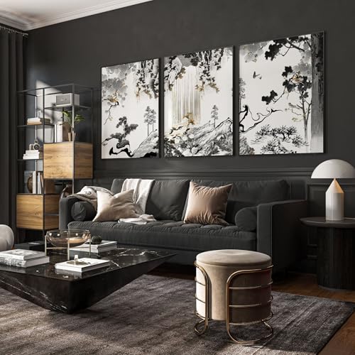 Wohnzimmer Wandkunstdrucke 3er Set Wandbilder Galerie Wand Chinoiserie Wandbehänge Esszimmer Dekor Lounge Wanddekor Poster ungerahmt A3 11.69 x 16.54in / 29.7 x 42cm von About Wall Art