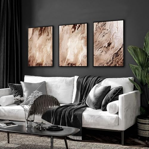 Zeitgenössischer Marmor 3er Set Große Wandkunstdrucke Moderne Wandbilder Riesiger Wandbehang Abstrakte Wandkunst Leinwand 50x76cm von About Wall Art