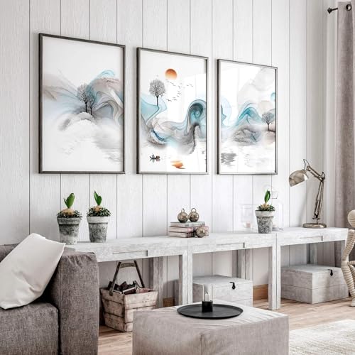 Zen Wanddeko 3er Set Große Wandkunstdrucke Wandbilder Riesige Wandbehänge Wohnzimmer Schwarzer Rahmen A2 42x59cm von About Wall Art