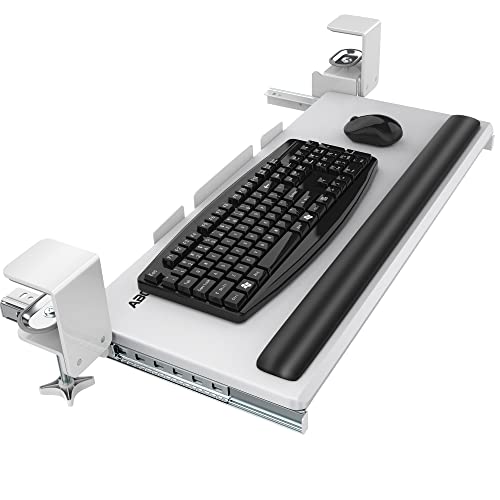 AboveTEK Tastaturablage Unter dem Schreibtisch mit Handgelenkstütze, 68 × 28 cm Tastaturständer mit Stabilem C-Klemm-Montagesystem, Tastatur-Maushalter mit Ausziehbarer Schublade für Büro von AboveTEK