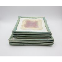 Set Von 8 Handgemachten Keramiktellern - Nesting Squares Einhorn von AbraKarbinCeramics