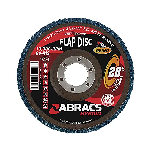 ABRACS ABFZ125B060/40 Hybrid Lamellen Scheibe 125mm x 22mm x 60/40g - Langlebiger Einsatz - für Edelstahl, Blech, Weichmetall und Edelstahl von ABRACS