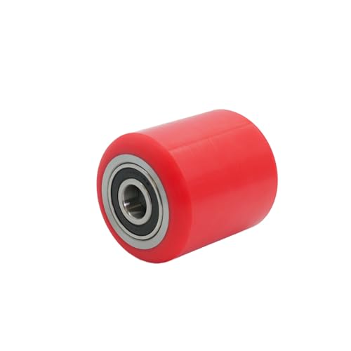4er Set Hubwagenrollen Polyurethan 80 x 90 mm in rot – Achse 20 mm mit Kugellager | Ersatzrollen für Hubwagen & Gabelhubwagen | Verschleißfest & langlebig von Abrollwerk