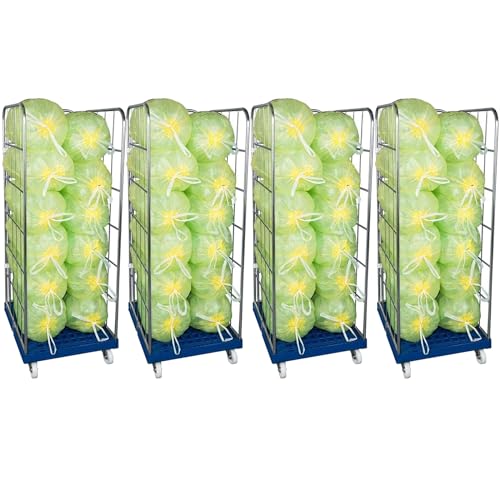 Abrollwerk 4er Set Rollbehälter 3-seitig – Gitterwagen mit Rollen, Transportwagen 500kg Tragkraft – robuster Lagerwagen, leicht lenkbar, für gelben Sack & Logistik, Industriequalität von Abrollwerk