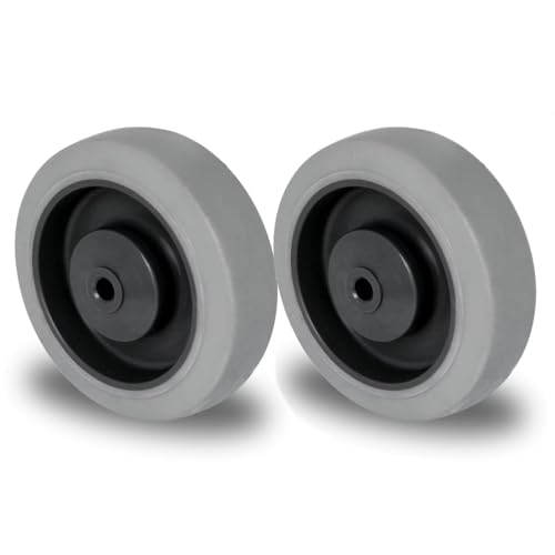 Abrollwerk 2er Set Einbaurad 100 mm Gummi grau-spurlos Rollenlager mit Achszubehör M10 Kugellager von Abrollwerk