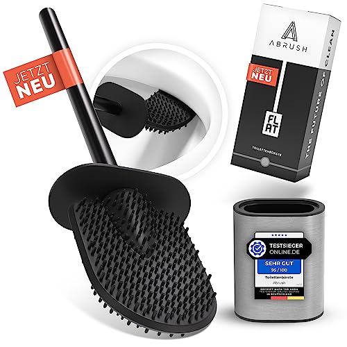 Abrush Klobürste Silikon mit SOFTGUMMI-Bürstenkopf [Ultra hygienisch] - Flache Silikon Klobürste - Toilettenbürste Silikon WC Bürste Flexible Toilettenbürste aus Silikon von Abrush