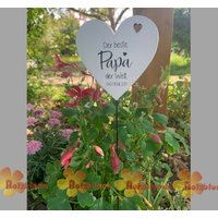 Herz Grabstecker Bedruckt "Der Beste Papa Der Welt" von AbschiednehmenShop