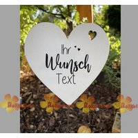 Herz Grabstecker Individuell Bedruckt "Wunschtext" Ca. 10cm von AbschiednehmenShop