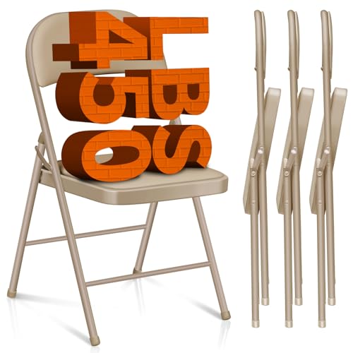 Absead Verbessert Klappstuhl Gepolstert Set aus Klappstühle, Stapelstühle Campingstuhl, Küchenstuhl, Indoor-Outdoor, 204 kg (Khaki, 4er Set) von Absead