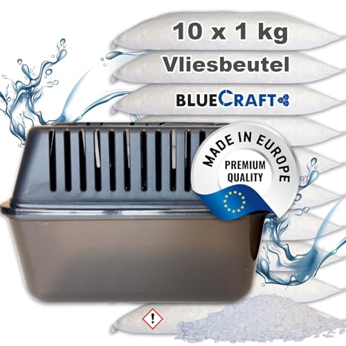 10x 1kg Luft-Entfeuchter Granulat Nachfüllpack im Vliesbeutel + Luftentfeuchter Box Feuchtigkeitskiller ohne Strom von Bluecraft