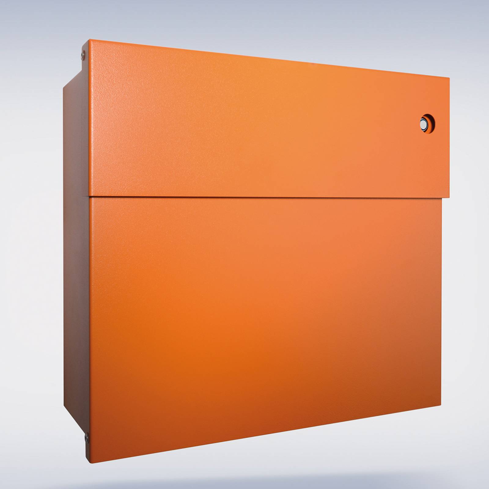 Briefkasten Letterman IV, blaue Klingel, orange von Absolut/ Radius