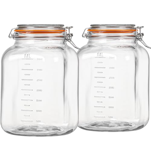 Absovetu 2er Set Einmachgläser mit Bügelverschluss 4,2 Liter - Drahtbügel-Vorratsgläser mit Deckel Luftdicht Eckig Fermentierglas für Gewürzgläser Kimchi Spaghetti Mehl Sauerteig Absovetu 2er Set Einmachgläser mit Bügelverschluss 4,2 Liter - Drahtbügel-Vorratsgläser mit Deckel Luftdicht Eckig Fermentierglas für Gewürzgläser Kimchi Spaghetti Mehl Sauerteig von Absovetu