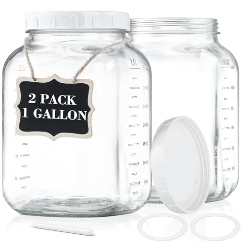 Absovetu 2er Set Groß Einmachgläser mit Schraubdeckel - Vorratsgläser mit Deckel 4 Liter Etiketten Marmeladengläser Breiter Mund Fermentierglas für Kimchi Sauerteig Gurkenglas Honig Absovetu 2er Set Groß Einmachgläser mit Schraubdeckel - Vorratsgläser mit Deckel 4 Liter Etiketten Marmeladengläser Breiter Mund Fermentierglas für Kimchi Sauerteig Gurkenglas Honig von Absovetu