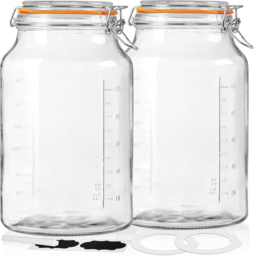 Absovetu 2er Set Rund Einmachgläser mit Bügelverschluss 4 Liter - Drahtbügel-Vorratsgläser mit Deckel Luftdicht Fermentierglas für Gewürzgläser Kimchi Spaghetti Mehl Sauerteig Aufbewahrung Absovetu 2er Set Rund Einmachgläser mit Bügelverschluss 4 Liter - Drahtbügel-Vorratsgläser mit Deckel Luftdicht Fermentierglas für Gewürzgläser Kimchi Spaghetti Mehl Sauerteig Aufbewahrung von Absovetu