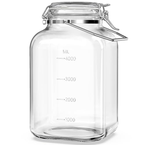 Absovetu Einmachglas mit Bügelverschluss Groß 5,7 Liter - Vorratsglas mit Deckel Luftdicht Mason Jar Drahtbügelglas Fermentierglas für Kimchi Mehl Spaghetti Kombucha Süßigkeiten Keksdose von Absovetu