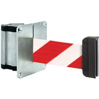 Absperr-Wandgurt L mit magnetischem Endstück, Länge 3,7 m, rot / weiß diagonal gestreift von Via Guide®