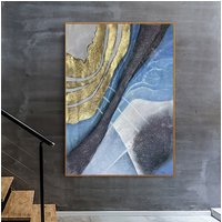 Original Ölgemälde Auf Leinwand, Blaue Malerei, Große Abstrakte Wandkunst, Blattgold Gemälde Extra Wandkunst Abstrakt A663 Original Ölgemälde Auf Leinwand, Blaue Malerei, Große Abstrakte Wandkunst, Blattgold Gemälde Extra Wandkunst Abstrakt A663 von AbstractMaker