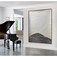 Original Ölgemälde Auf Leinwand, Schwarz-Weißes Abstraktes A627 von AbstractMaker