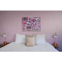 Original Abstrakte Malerei Leinwand Kleine Wand Kunst Pink Barbie Bimbo Acryl Splatter Painting von AbstractSes
