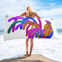 Abstract Rooster Towel/Hahn Kunst Strand Pool Und Handtuch Malerei Badetücher Erste Haus Geschenk Custom von AbstractWindAndWaves