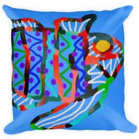 Fischkopf Kissen/Wohndeko Abstrakte Kunst Dekokissen Strand Thema Fisch Kunstliebhaber Einzugsgeschenk Landhaus Deko von AbstractWindAndWaves
