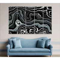 Abstrakter Schwarz-Weiß-Marmor-Tintendruck, Schwarzer Onyx-Kunstdruck, Minimalismus-Wand-Kunst-Dekor, Schwarze Natürliche Luxus-Onyx-Scheibenkunst von AbstractWog