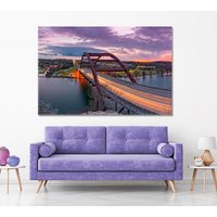 Tinybacker Bridge 360 Twilight Panorama Fotokunst Druck, Austin Texas Original Pennybacker Landstraße Wand Kunst Dekor von AbstractWog