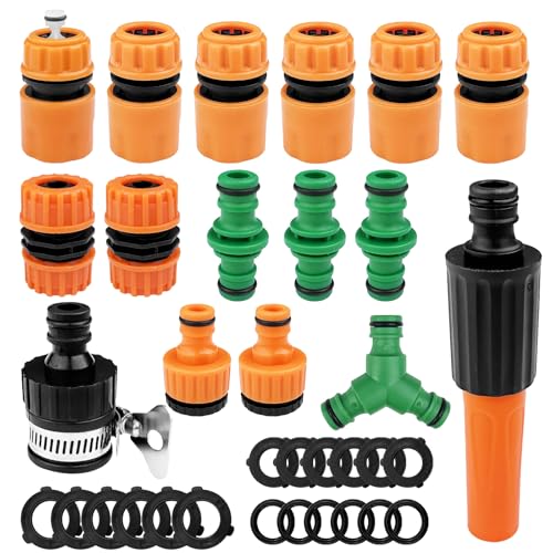 Absyrony Kupplung Set, Schlauchverbinder 1/2 Zoll, Verbinder Gartenschlauch Anschluss, Schlauchkupplung, Wasserhahn Adapter, Schlauchanschluss, Wasserschlauch Anschlüsse, für Garten,Auto,Haushalt von Absyrony