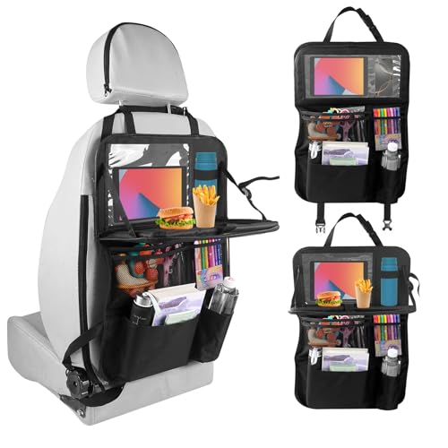 Absyrony Organizer Autositz Kinder, Rückenlehnenschutz Auto, Tasche Rücksitz mit Klapptisch und Viele Taschen, Autositz-Organizer iPad/Tablet-Tasche, Rücksitzschoner, Autositzschoner Rückenlehne von Absyrony