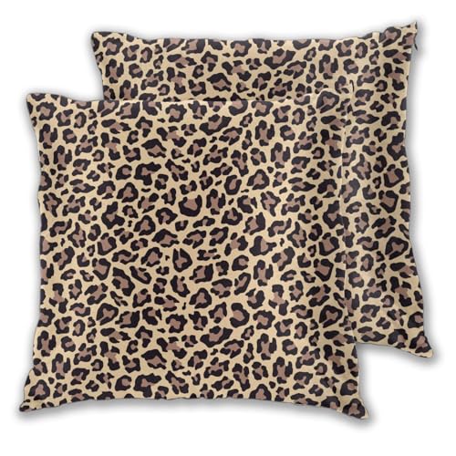 Abucaky Kissenbezüge mit niedlichem Gepardenmuster, 2er-Set, brauner Leopardenmuster, für Couch, Büro, Schlafzimmer, Heimdekoration, 45,7 x 45,7 cm von Abucaky