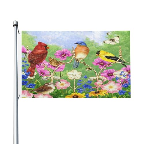 Abucaky Rustikale Blumen-, Vogel-, Schmetterlings-Flagge, 90 x 150 cm, dekoratives Banner, strapazierfähiges Polyester, Flagge für Zuhause, Außen- und Innenbereich Abucaky Rustikale Blumen-, Vogel-, Schmetterlings-Flagge, 90 x 150 cm, dekoratives Banner, strapazierfähiges Polyester, Flagge für Zuhause, Außen- und Innenbereich von Abucaky